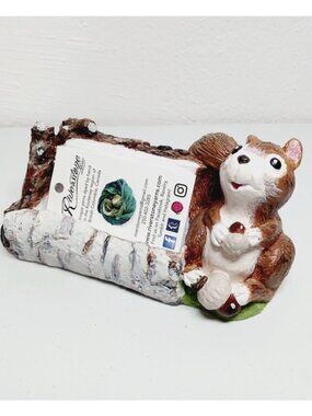 Squirrel-Painted Ceramic Bisque Figurine Card/smart phone Holder